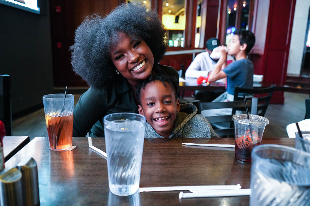 Mother and son — birthday moment